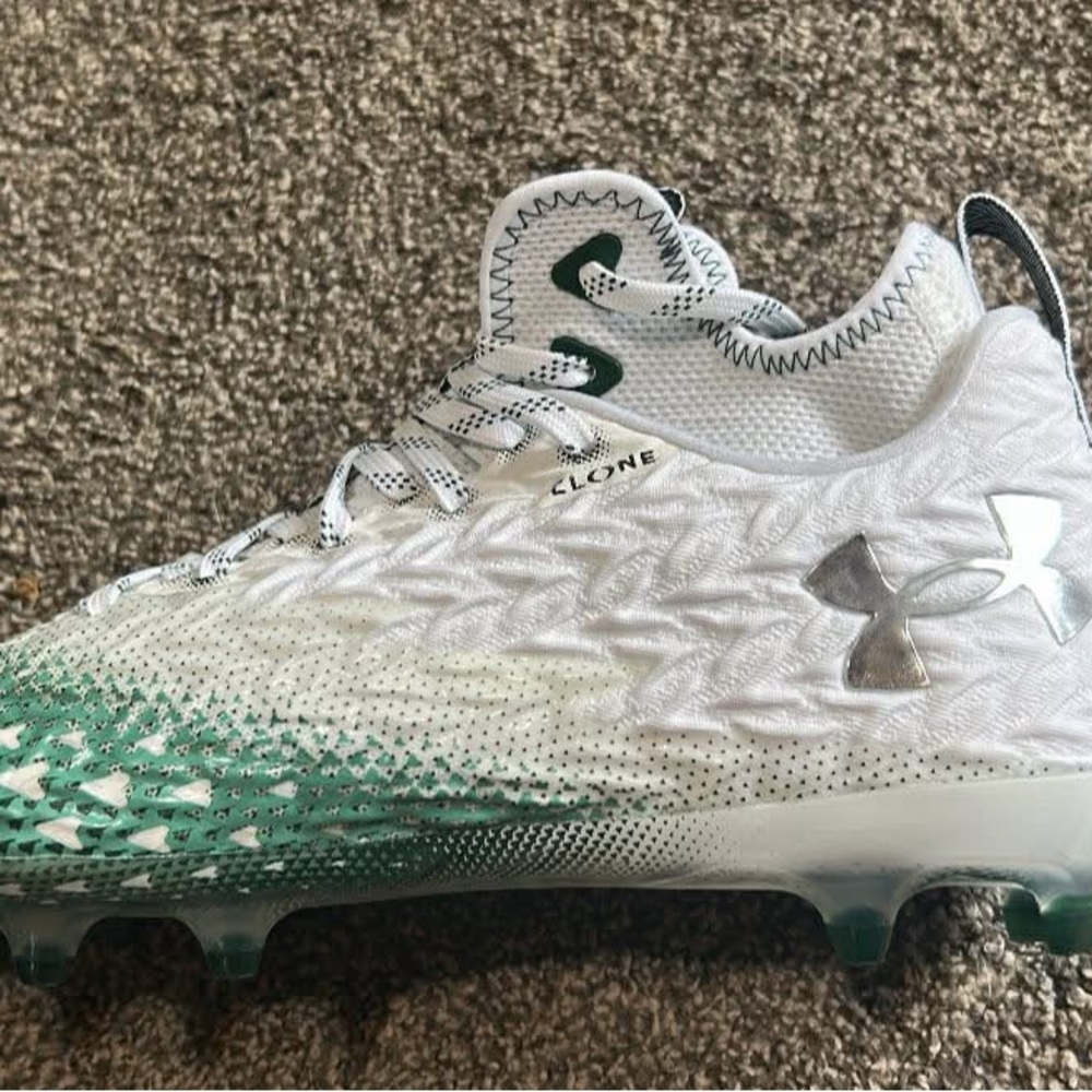 Under Armour White and Green Men's football cleats